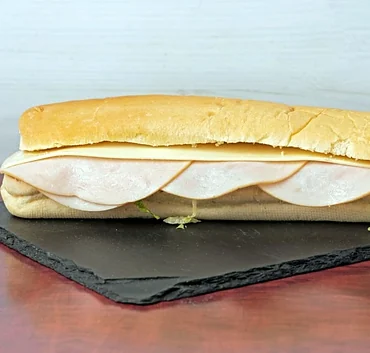 Turkey sub on a slate board